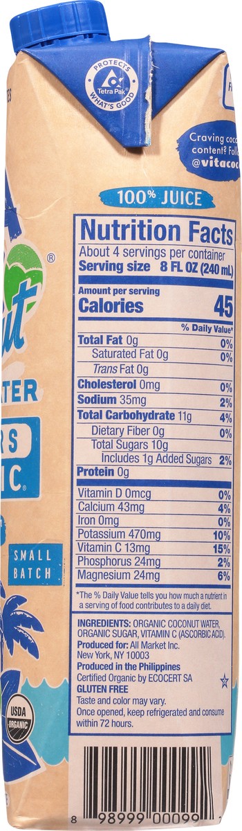 slide 9 of 9, Vita Coco Farmers Organic Coconut Water - 33.8 fl oz,