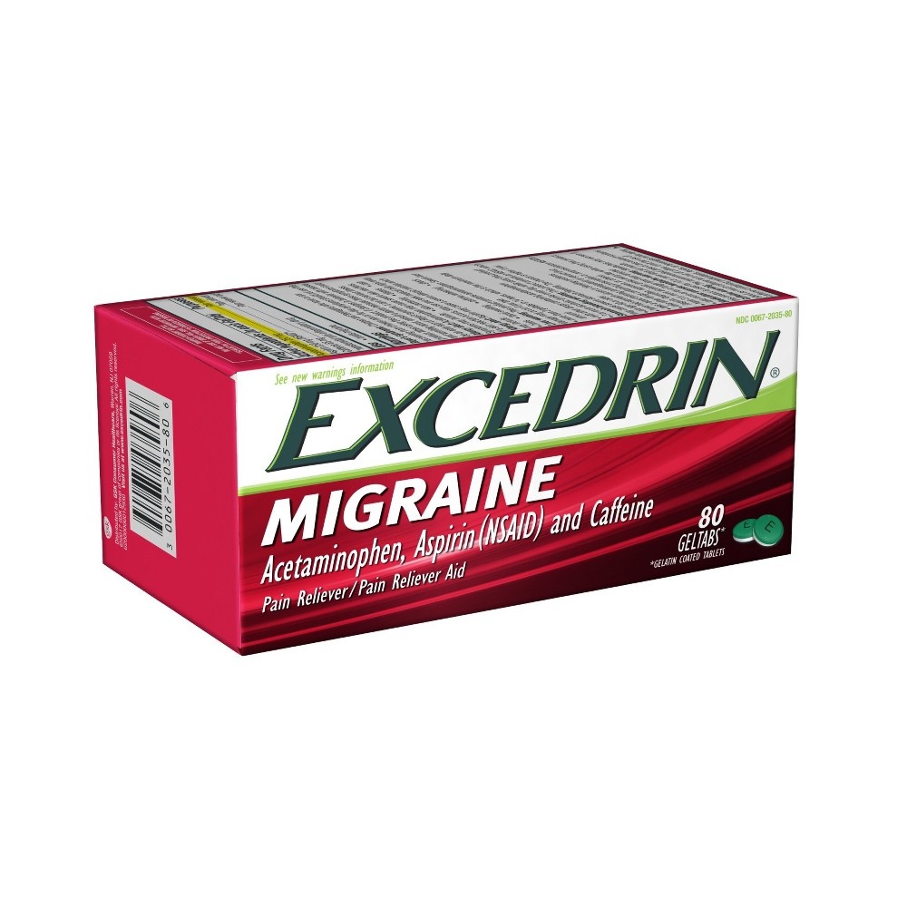 slide 10 of 11, Excedrin Migraine Geltabs Acetaminophen Aspirin Nsaid, 80 ct