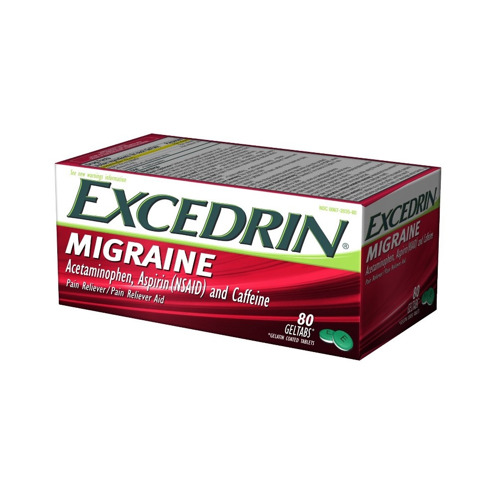 slide 3 of 11, Excedrin Migraine Geltabs Acetaminophen Aspirin Nsaid, 80 ct