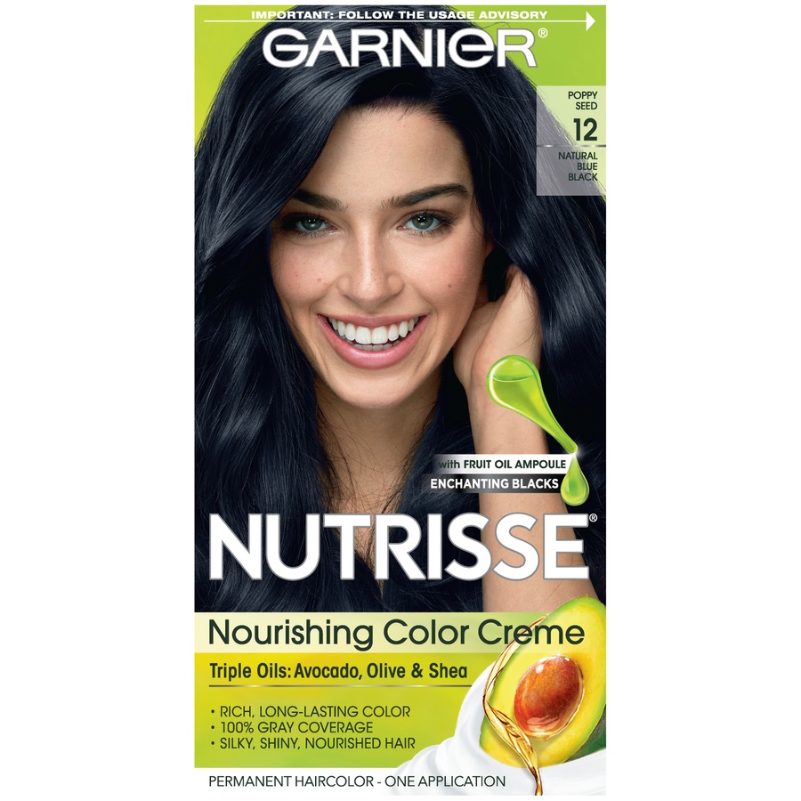 slide 2 of 8, Garnier Nutrisse Nourishing Color Creme 12 Natural Blue Black, 1 ct