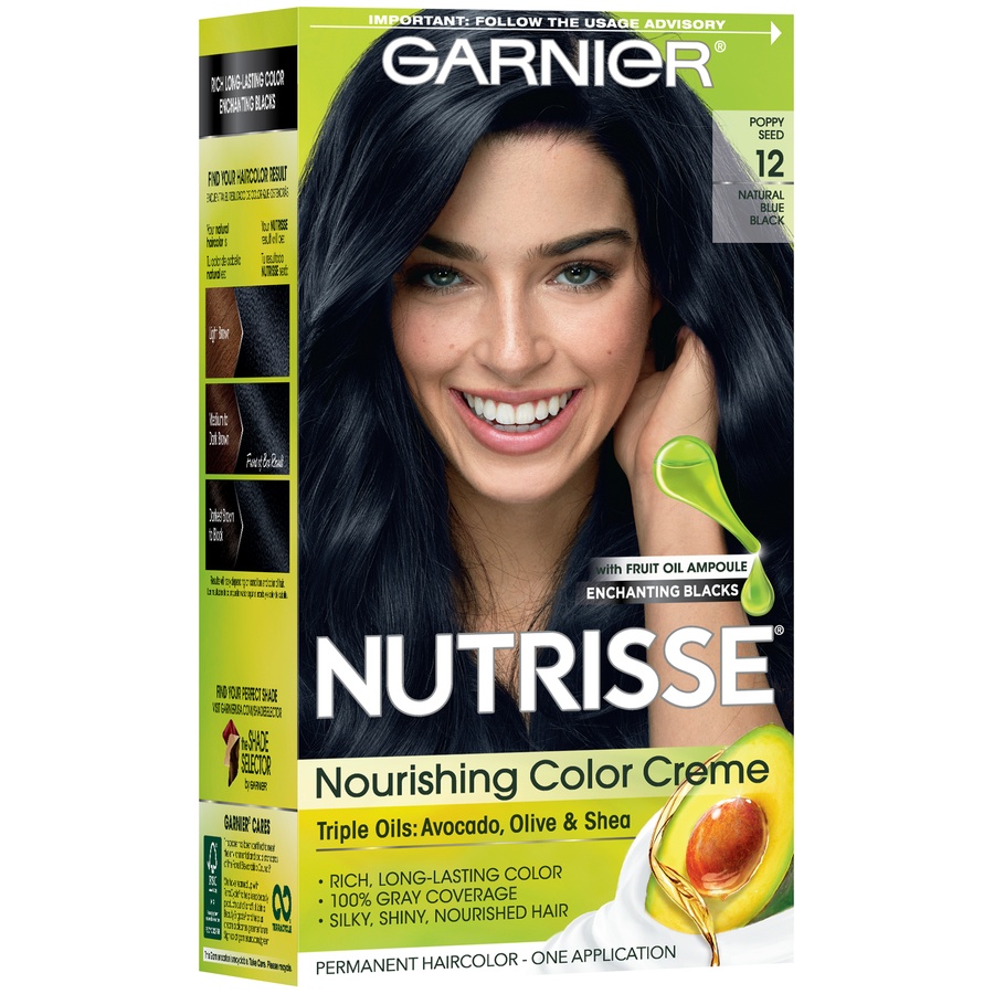 slide 3 of 8, Garnier Nutrisse Nourishing Color Creme 12 Natural Blue Black, 1 ct