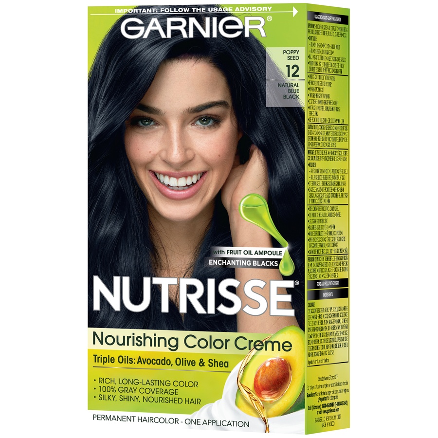 slide 4 of 8, Garnier Nutrisse Nourishing Color Creme 12 Natural Blue Black, 1 ct