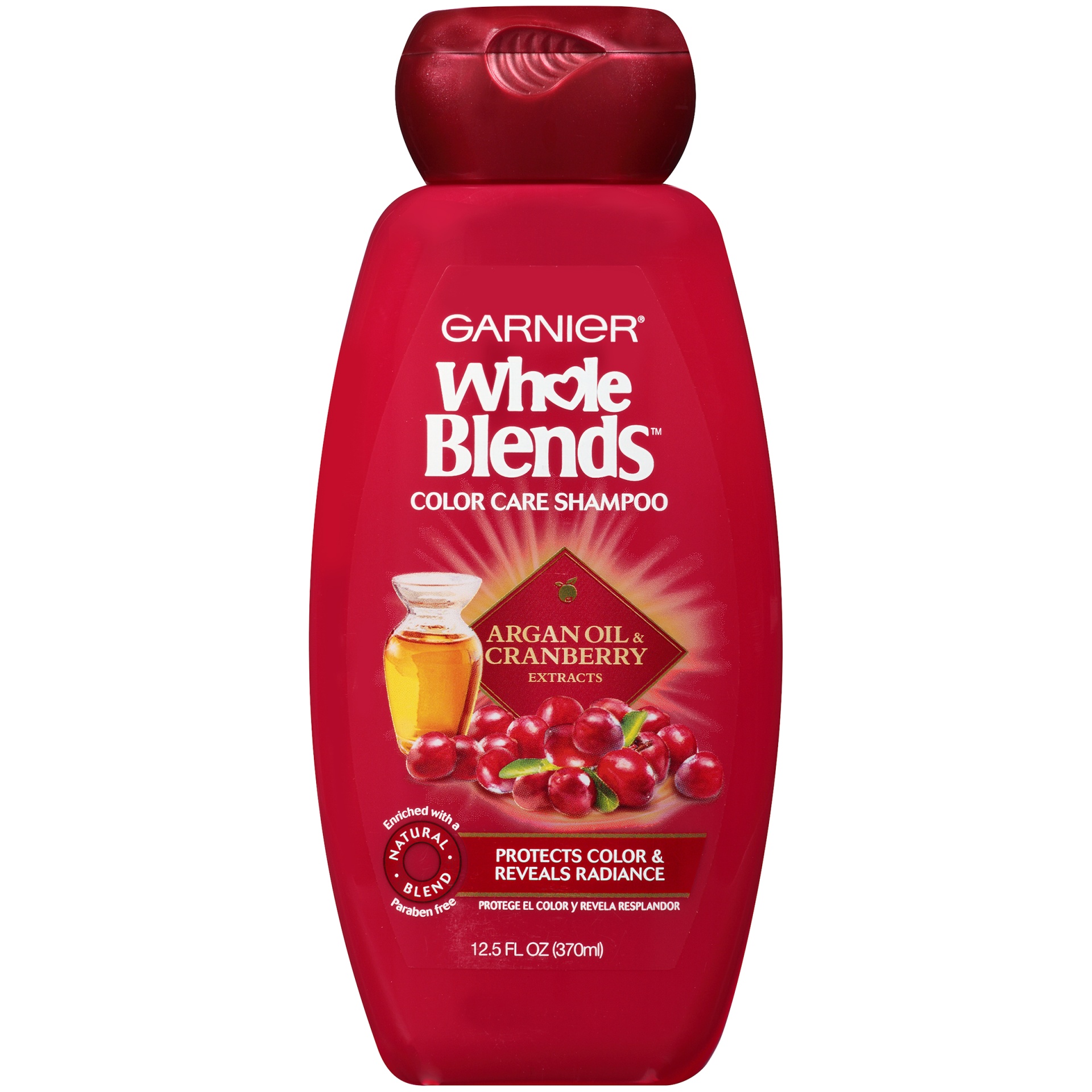 slide 2 of 6, Garnier Whole Blends Argan Oil & Cranberry Extracts Color Care Shampoo, 12.5 fl oz