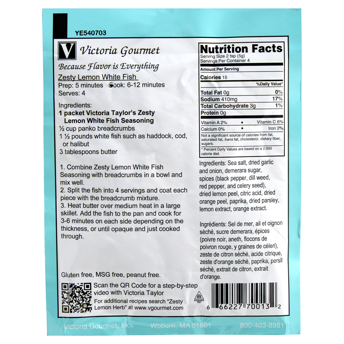 slide 2 of 2, Victoria Taylor's Seasonings Zesty Lemon White Fish, 0.7 oz