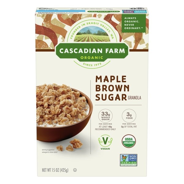 slide 1 of 1, Cascadian Farm Organic Maple Brown Sugar Granola, 15 oz