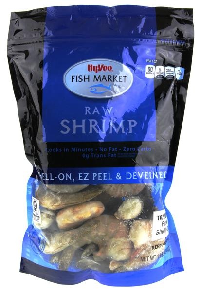slide 1 of 1, Hy-Vee Fish Market Raw Shrimp, 16-20 ct