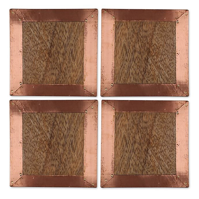 slide 1 of 1, Thirstystone Mango Wood Clad Coaster - Copper, 1 ct