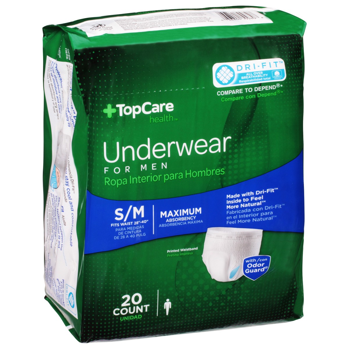 slide 2 of 9, TopCare Health S/M Maximum Absorbency for Men Underwear 20 ea, 20 ct