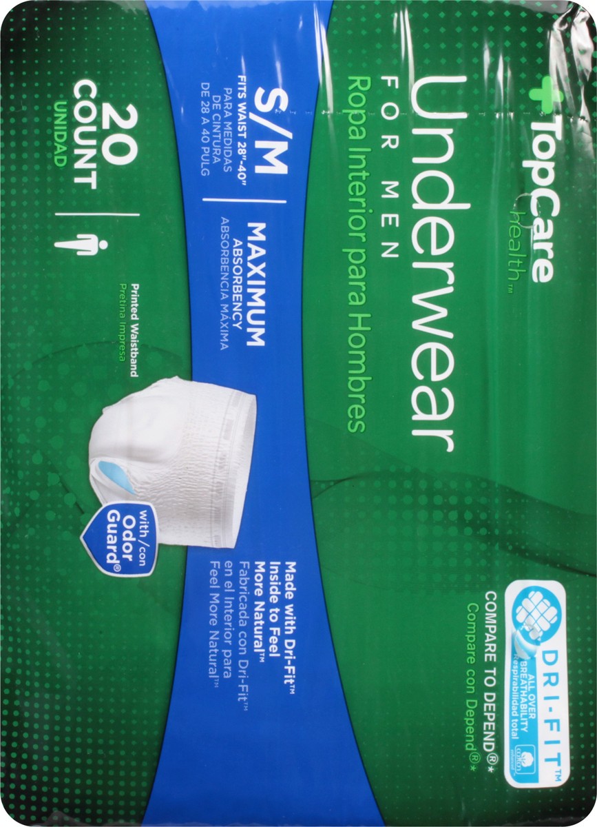 slide 3 of 9, TopCare Health S/M Maximum Absorbency for Men Underwear 20 ea, 20 ct