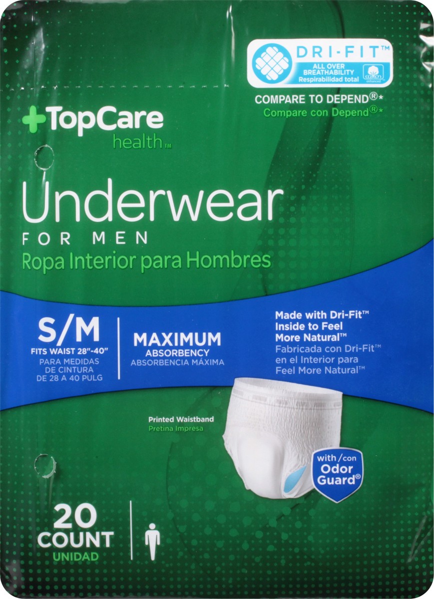 slide 4 of 9, TopCare Health S/M Maximum Absorbency for Men Underwear 20 ea, 20 ct