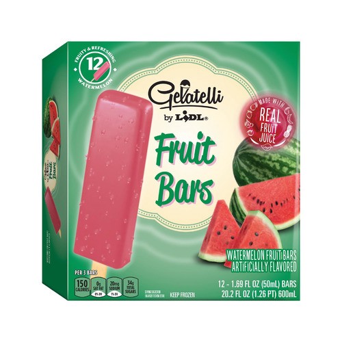 slide 1 of 1, Gelatelli frozen watermelon fruit bars, 12 x 1.69 fl oz