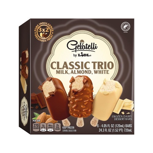 slide 1 of 1, Gelatelli frozen classic trio dairy dessert bars, 24.3 fl oz