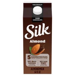 Silk Almond Milk, Dark Chocolate, Dairy Free, Gluten Free, 64 FL OZ Half Gallon