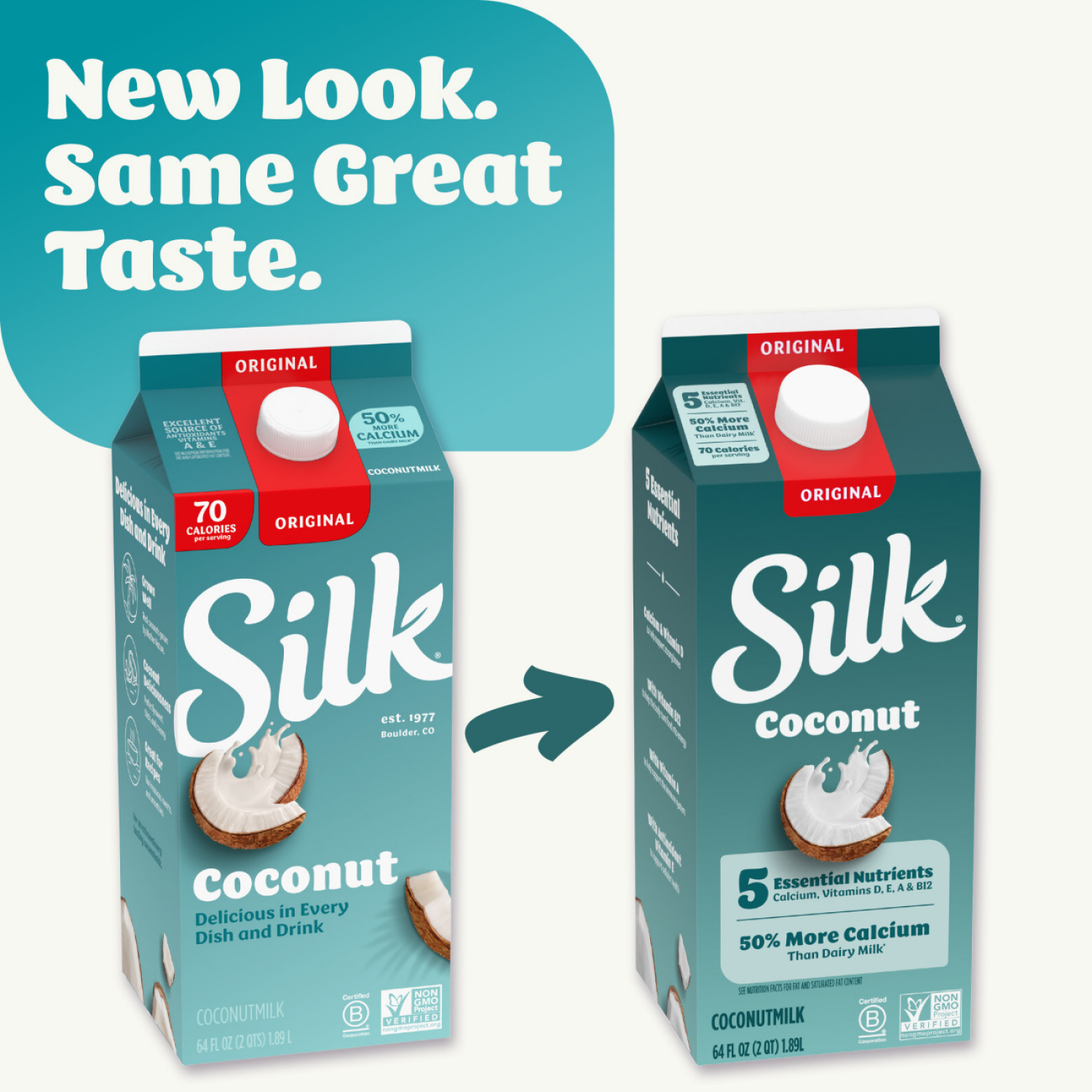 slide 2 of 8, Silk Coconut Milk, Original, Dairy Free, Gluten Free, 64 FL OZ Half Gallon, 64 fl oz