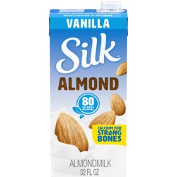 Silk Almond Milk, Vanilla, Shelf Stable, Dairy Free, Lactose Free, Gluten Free 32 FL OZ Quart
