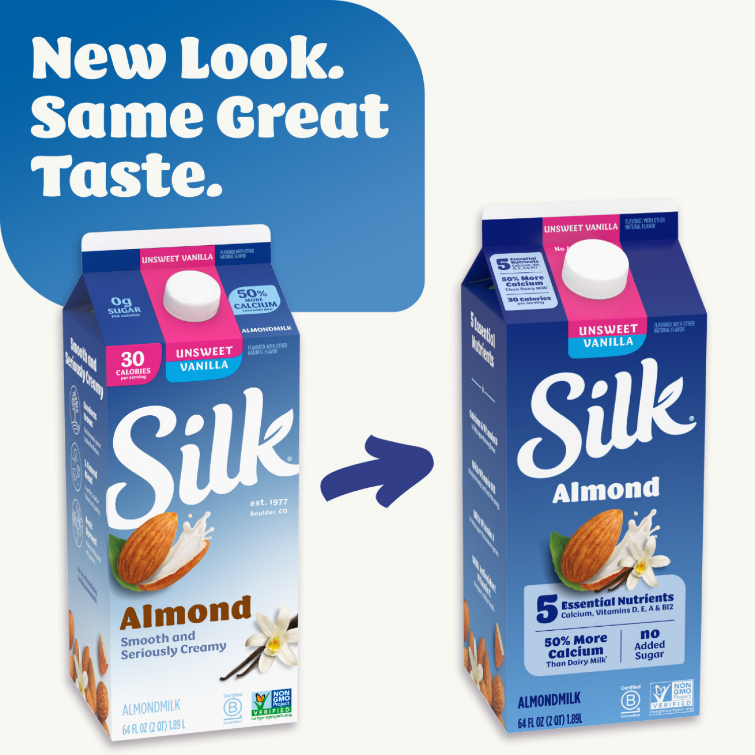 slide 2 of 8, Silk Almond Milk, Unsweet Vanilla, Dairy Free, Gluten Free, 64 FL OZ Half Gallon, 64 fl oz