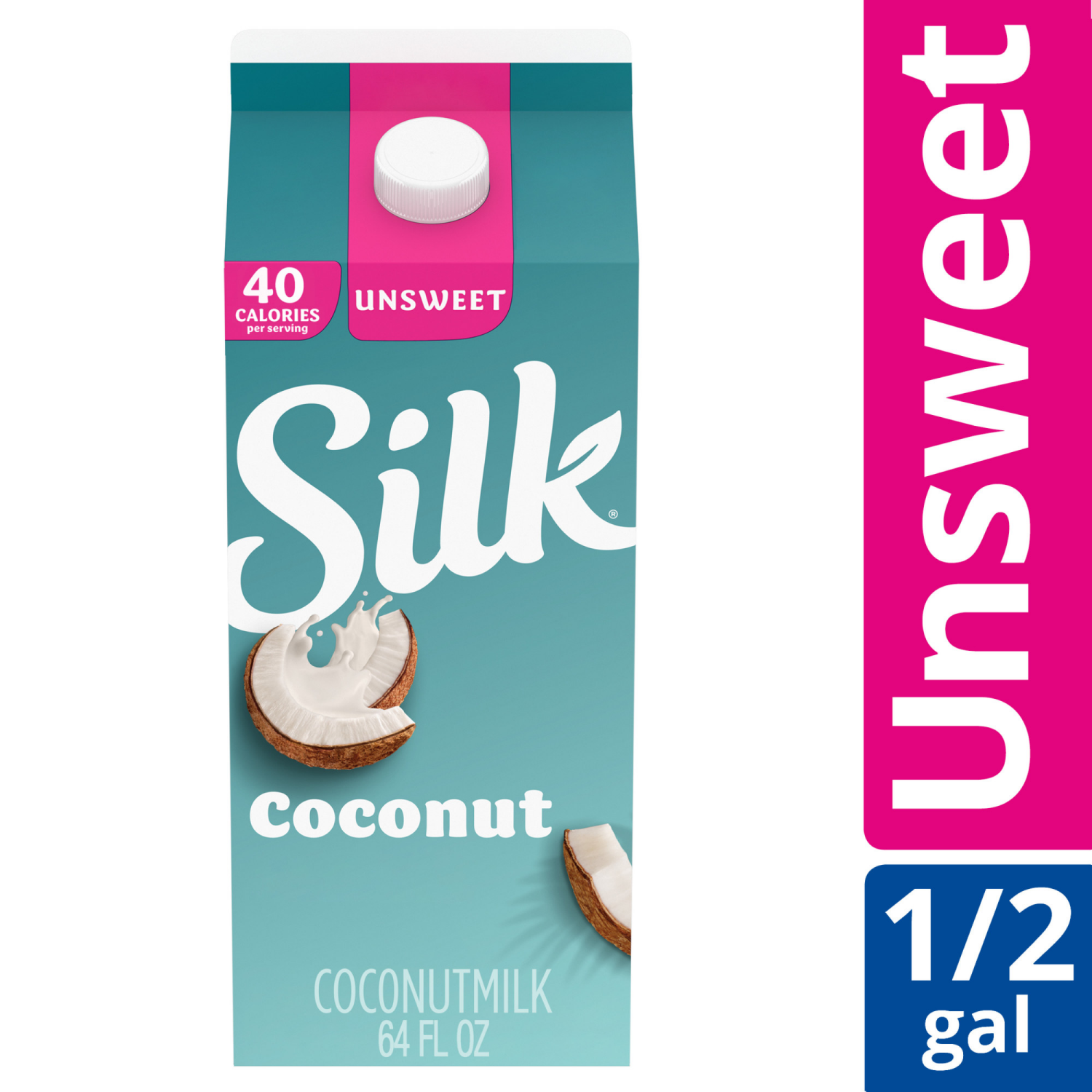 slide 3 of 5, Silk Coconut Milk, Unsweet, Dairy Free, Gluten Free, 64 FL OZ Half Gallon, 64 fl oz