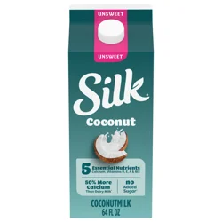 Silk Coconut Milk, Unsweet, Dairy Free, Gluten Free, 64 FL OZ Half Gallon