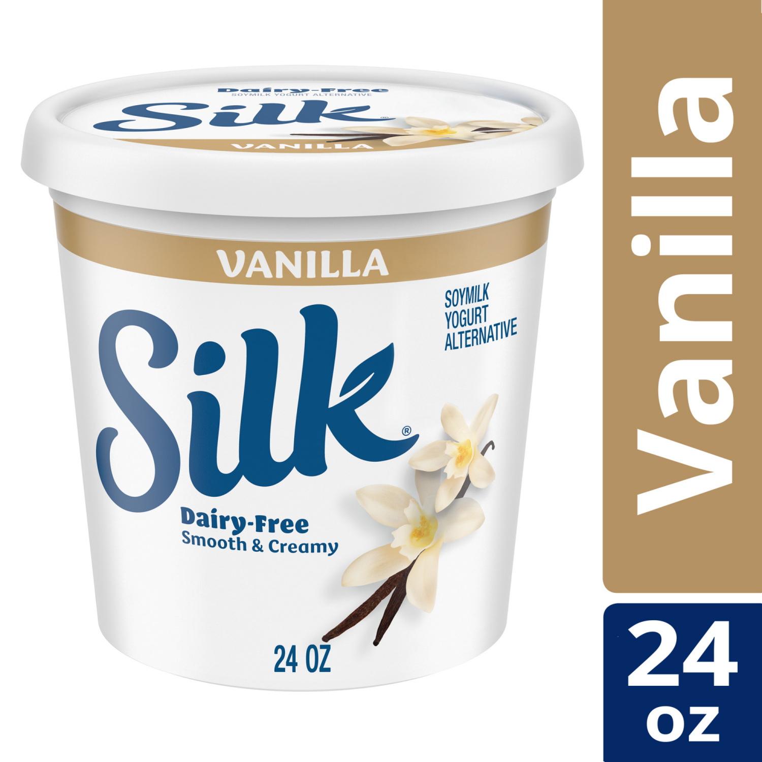 slide 2 of 5, Silk Vanilla Dairy Free, Plant Based Soy Milk Yogurt Alternative, 24 OZ Tub, 24 oz