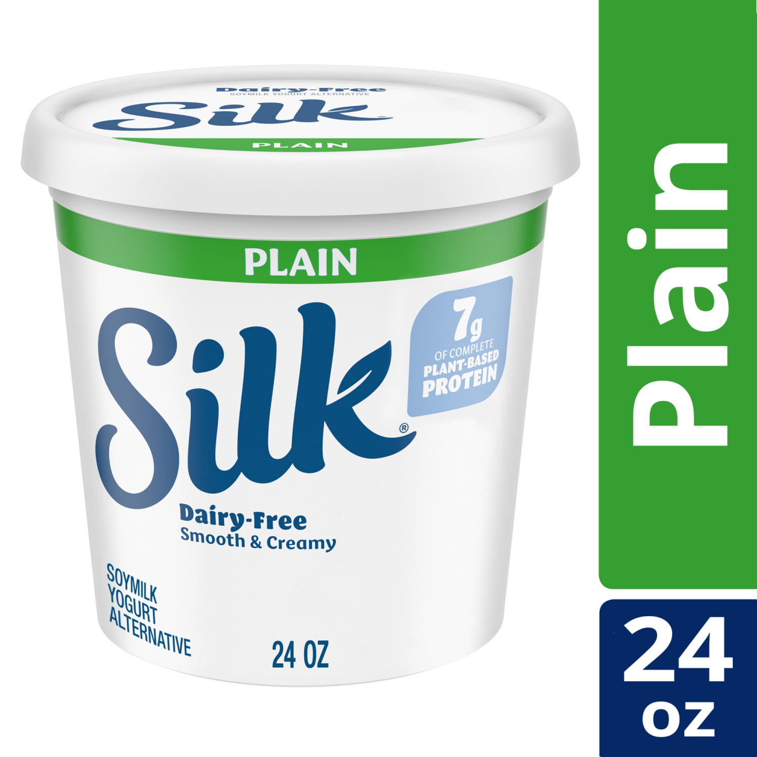 slide 2 of 5, Silk Plain Dairy Free, Plant Based Soy Milk Yogurt Alternative, 24 OZ Tub, 24 oz