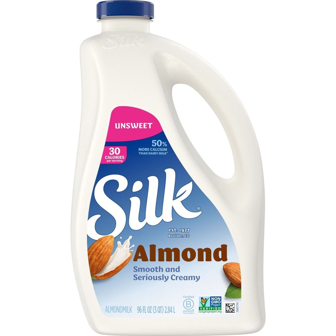 slide 1 of 9, Silk Unsweetened Almond Milk, 96 fl oz