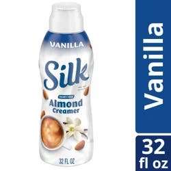Silk Dairy Free Vanilla Almond Coffee Creamer, Plant-Based, Gluten Free, Smooth and Creamy, Perfect for Coffee, 32 FL OZ Carton