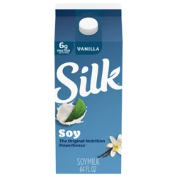 Silk Soy Milk, Vanilla, Dairy Free, Gluten Free, 64 FL OZ Half Gallon