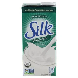 Silk Soy Milk, Unsweet Organic, Shelf Stable, Dairy Free, Lactose Free, 32 FL OZ Quart