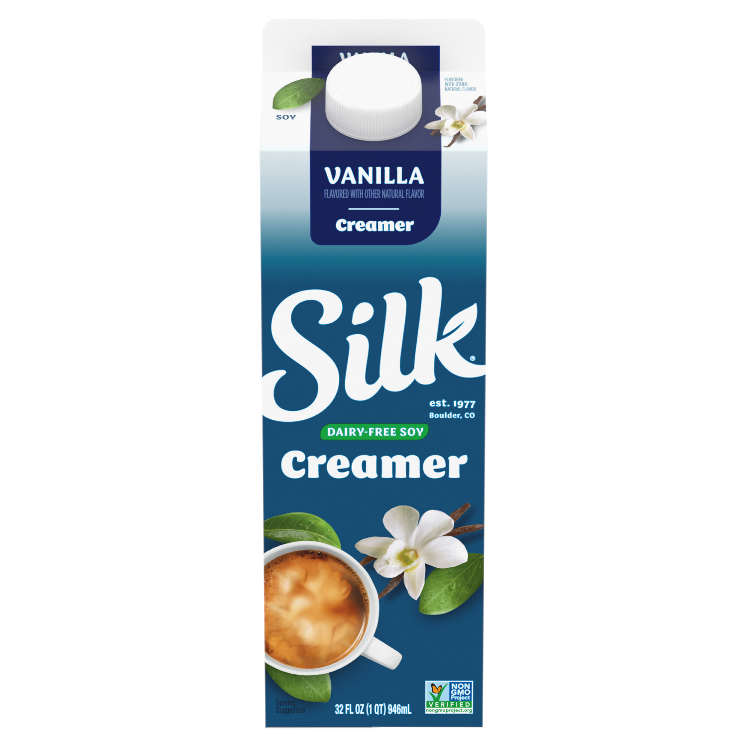 slide 2 of 5, Silk Soy Creamer, Vanilla, Dairy Free, Gluten Free, 32 FL OZ Carton, 32 fl oz