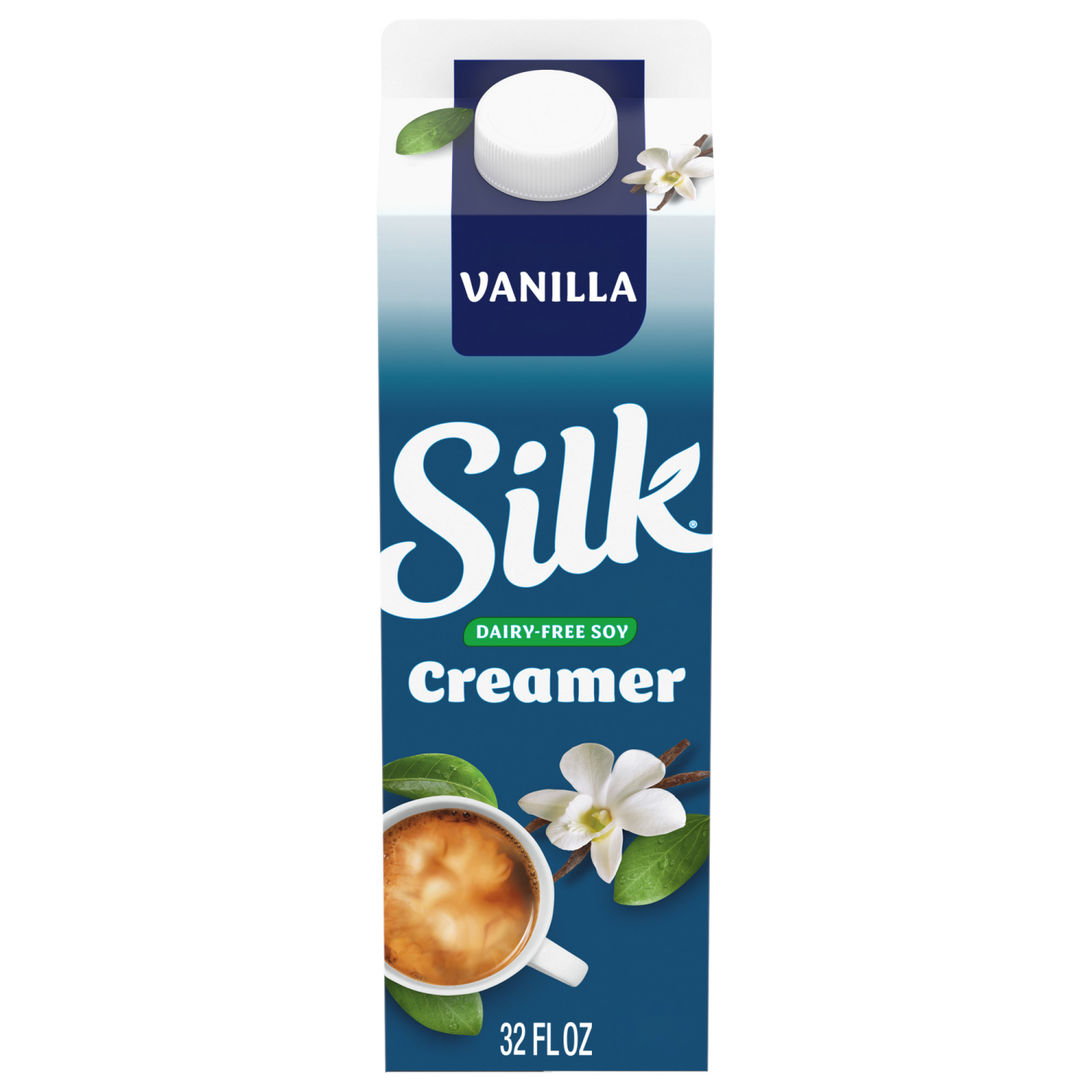 slide 1 of 5, Silk Soy Creamer, Vanilla, Dairy Free, Gluten Free, 32 FL OZ Carton, 32 fl oz