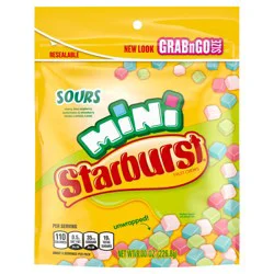 STARBURST Minis Sours Candy Fruit Chews, Grab N Go, 8.0 oz Resealable Bag