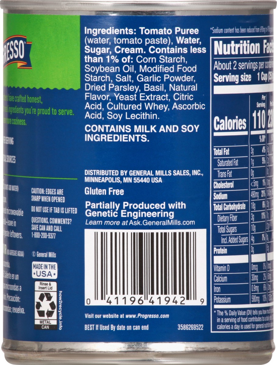 Progresso Reduced Sodium Creamy Tomato With Basil Soup 19 Oz 19 Oz | Shipt