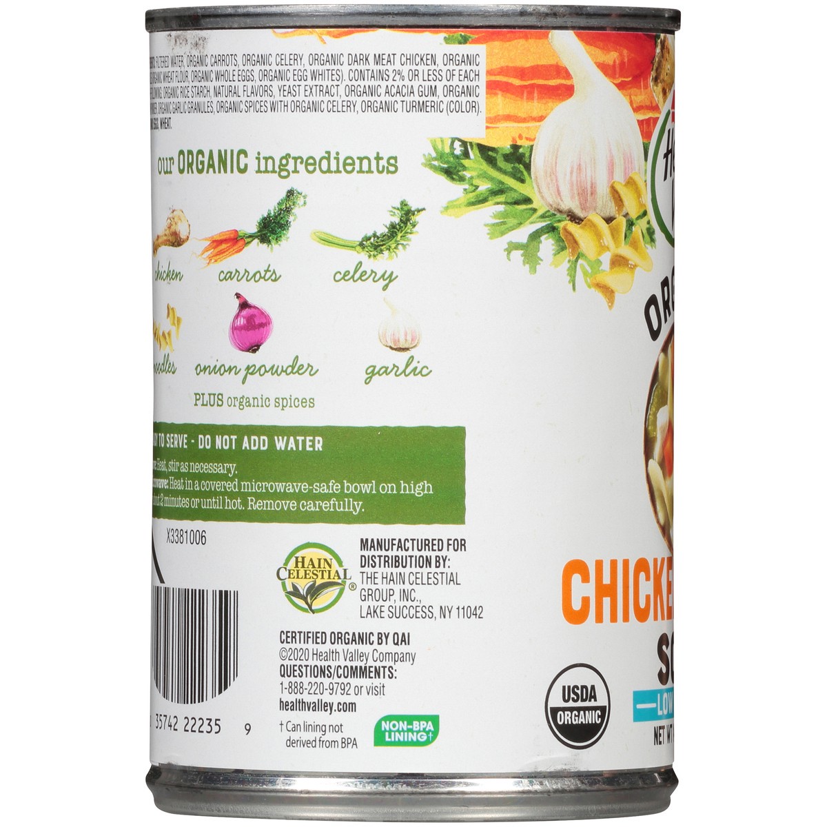 slide 5 of 7, Health Valley Organic Low Sodium Chicken Noodle Soup 14.5 oz. Can, 15 fl oz