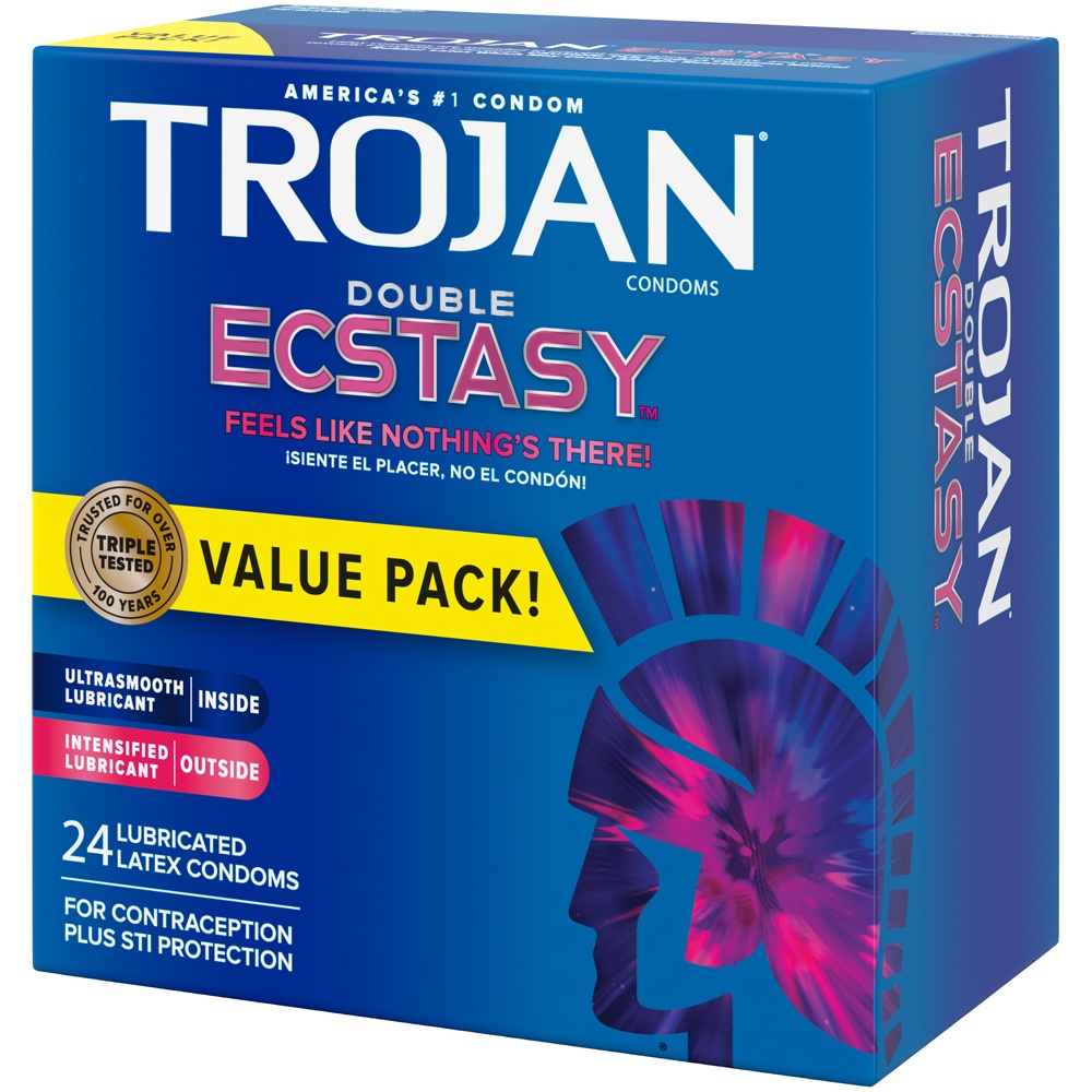 slide 4 of 4, Trojan Double Ecstasy Premium Latex Condoms, 24 ct