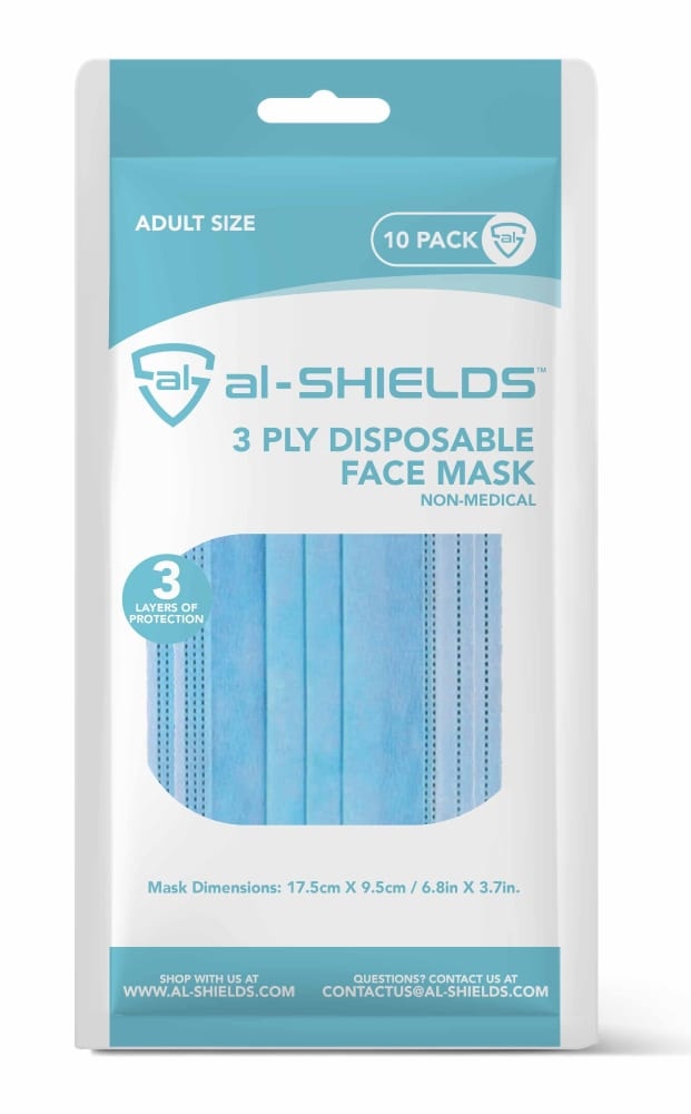 slide 1 of 1, al-SHIELDS 3 Ply Disposable Face Mask, 10 ct