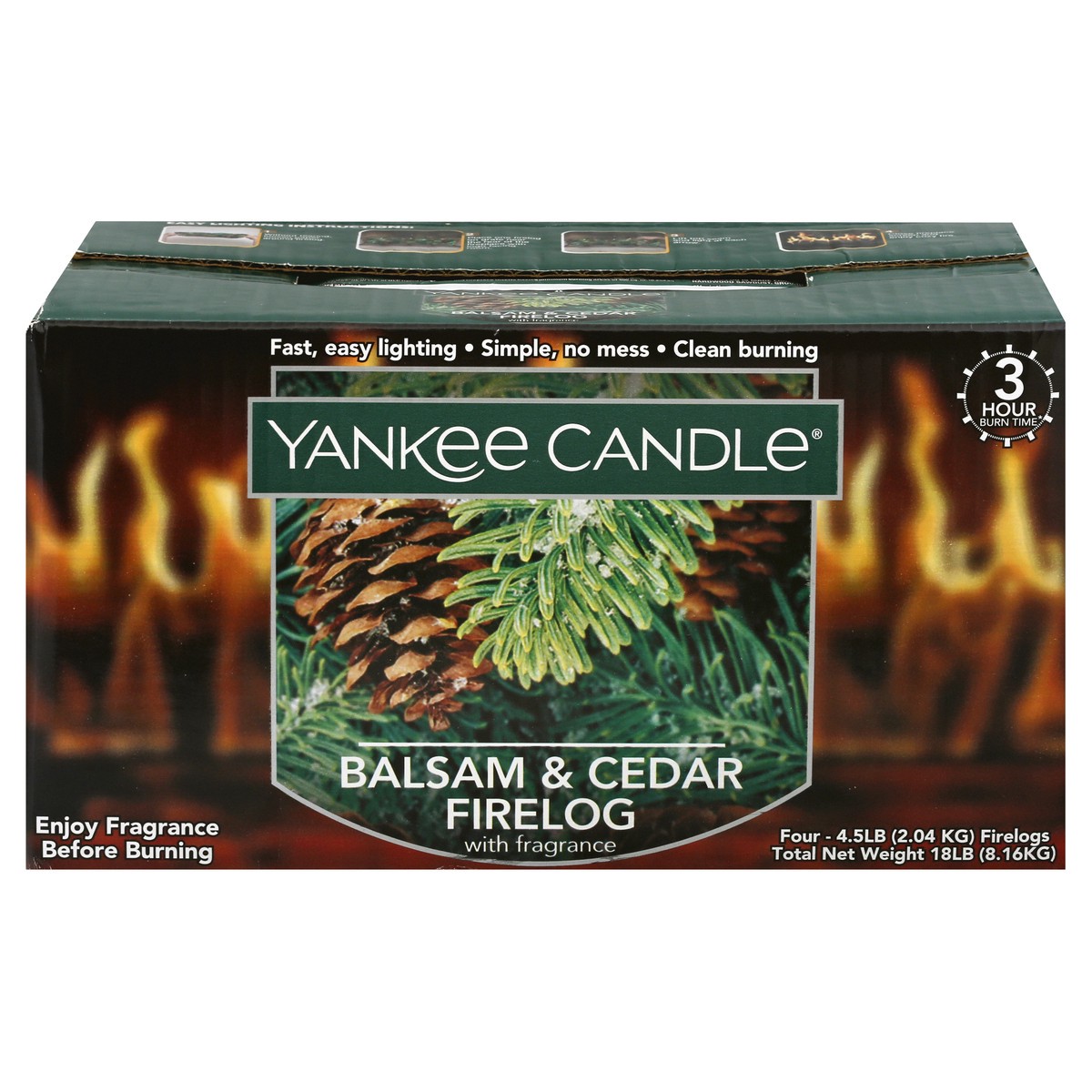 slide 1 of 9, Yankee Candle with Fragrance Balsam & Cedar Firelogs 4 ea, 4 ct