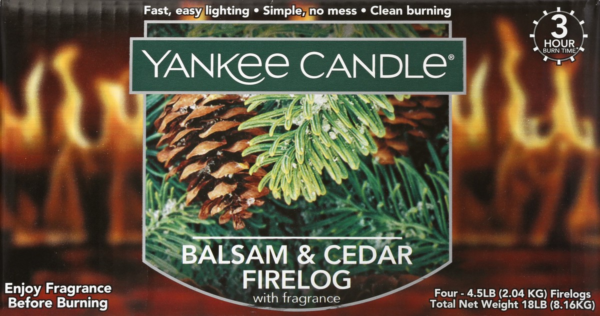 slide 1 of 9, Yankee Candle with Fragrance Balsam & Cedar Firelogs 4 ea, 4 ct