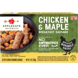 Applegate Naturals Chicken & Maple Breakfast Sausage Links, 7oz (Frozen)
