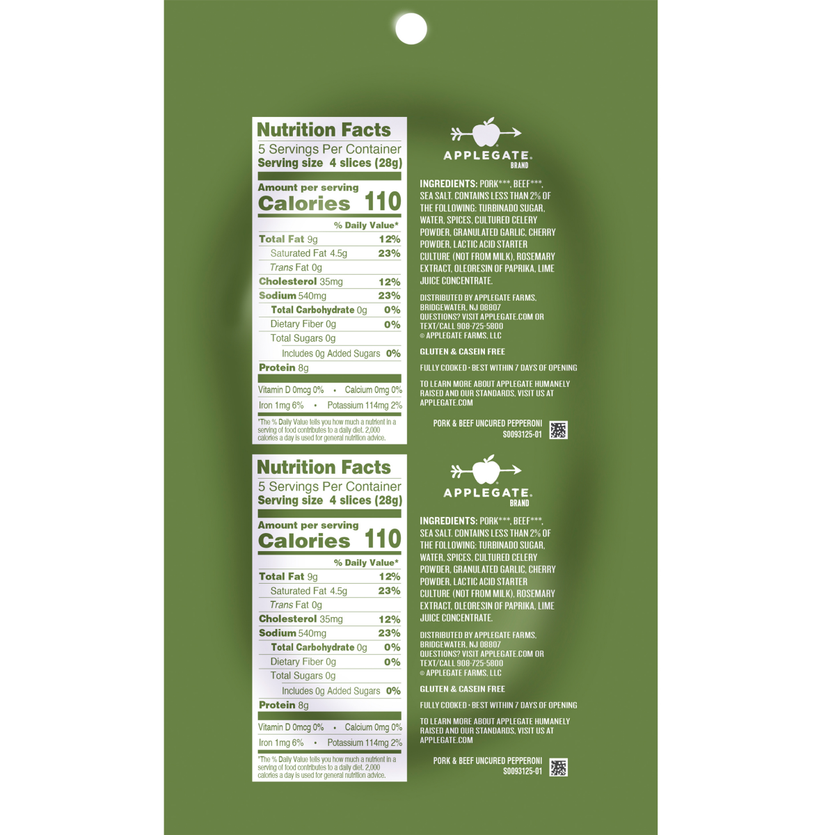 slide 2 of 2, Applegate Natural Uncured Pork & Beef Pepperoni Sliced, 5 oz