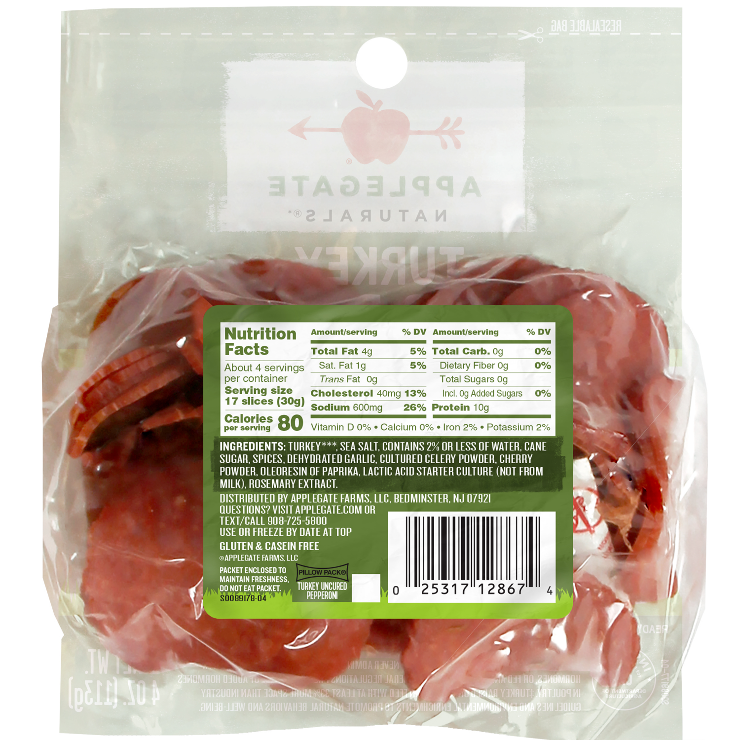slide 2 of 6, Applegate Natural Uncured Turkey Pepperoni Sliced, 4 oz