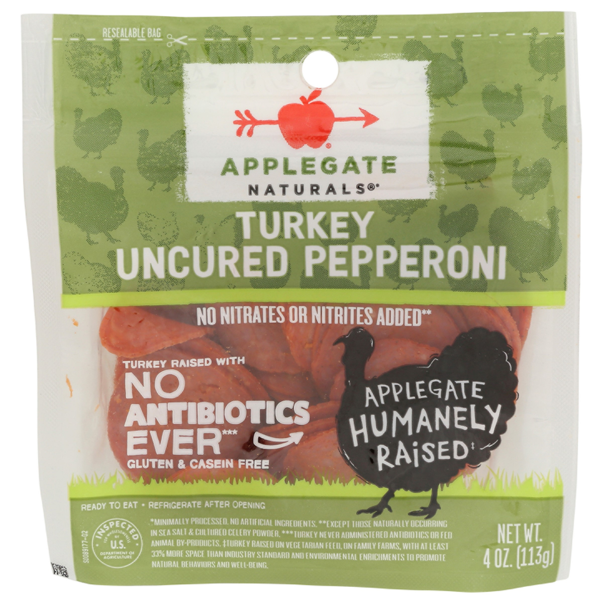 slide 1 of 13, Applegate Farms Applegate Natural Uncured Turkey Pepperoni Sliced, 4oz, 4 oz