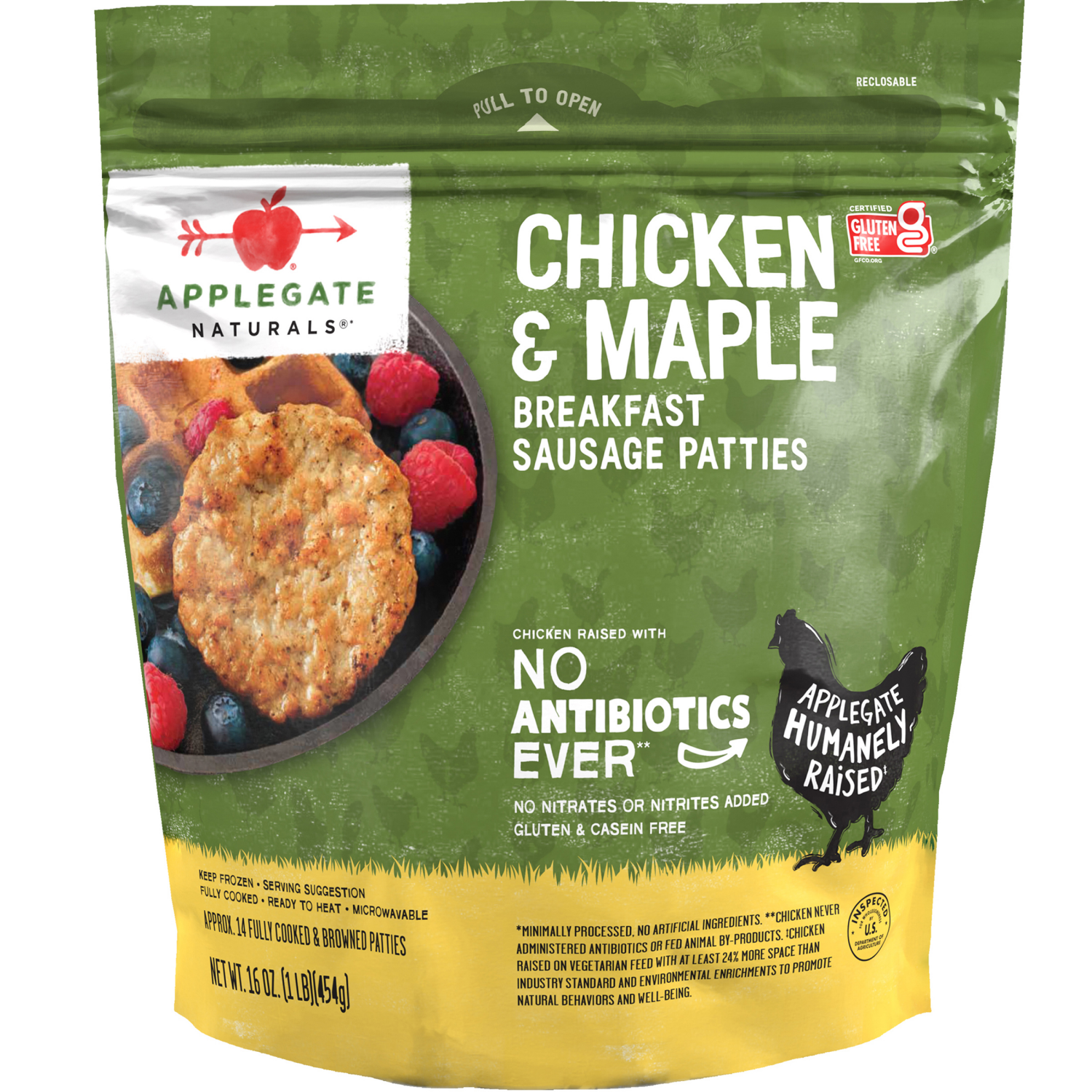 slide 1 of 4, Applegate Chicken & Maple Breakfast Sausage Patties (Frozen), 16 oz