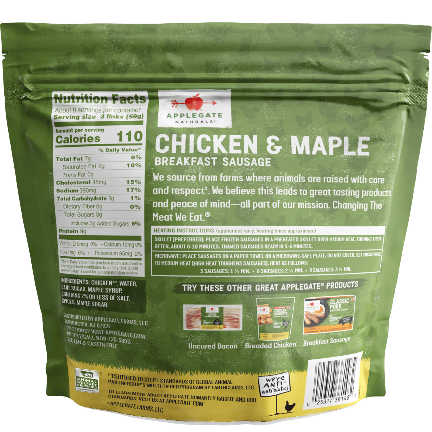 slide 2 of 5, Applegate Naturals Chicken & Maple Breakfast Sausage 16oz, 16 oz
