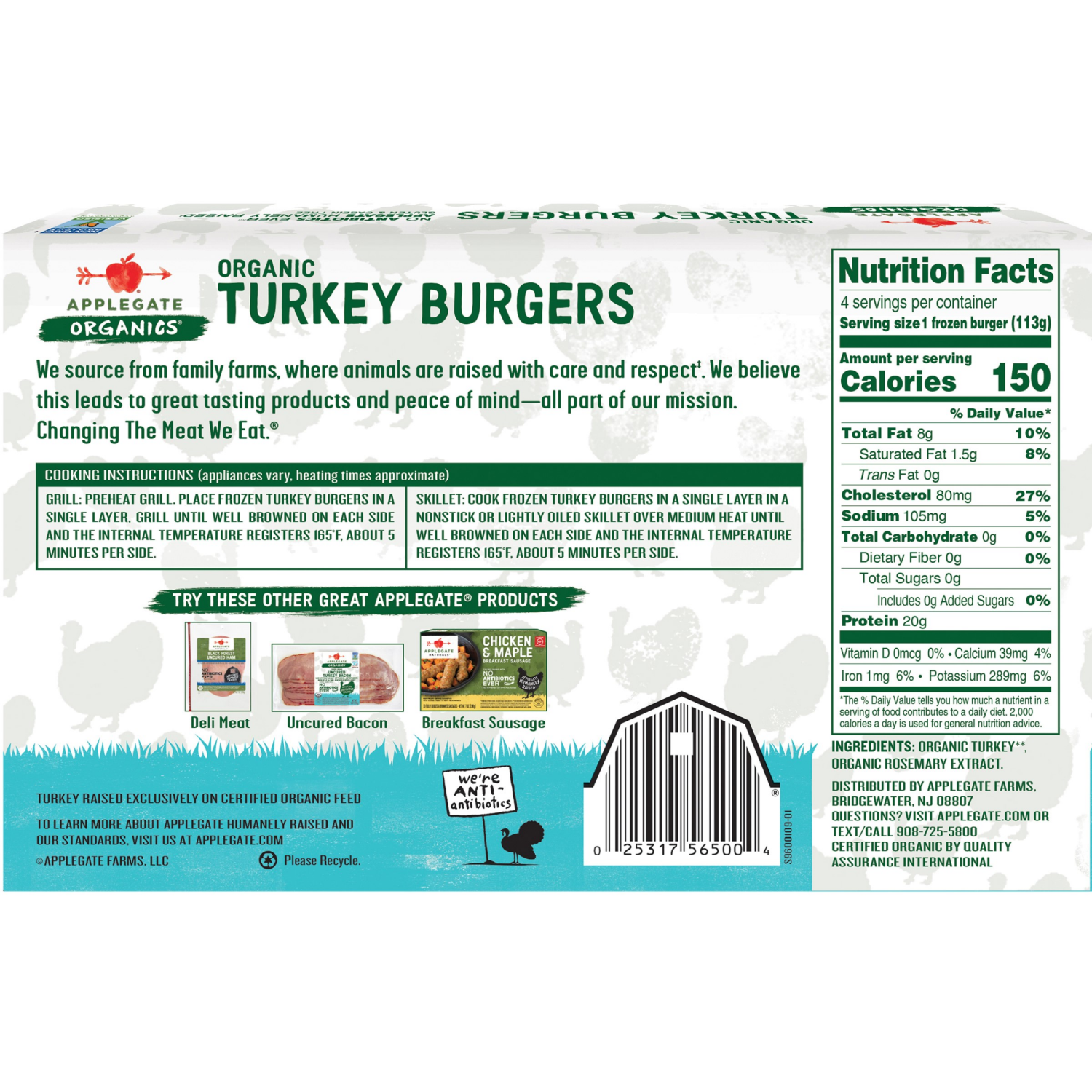 slide 2 of 5, Applegate Organic Turkey Burgers (Frozen), 4 ct