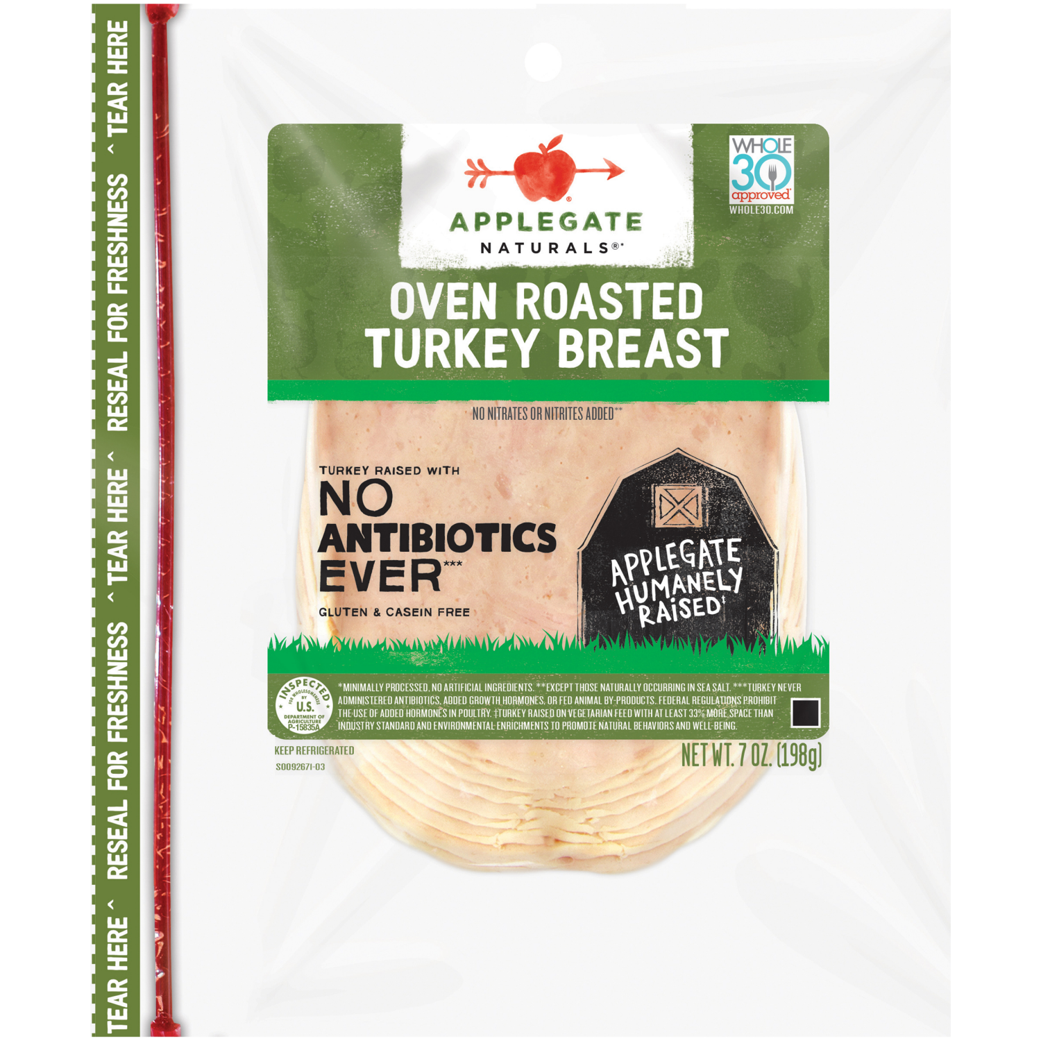 slide 1 of 4, Applegate Naturals Oven Roasted Turkey Breast Sliced, 7oz, 7 oz