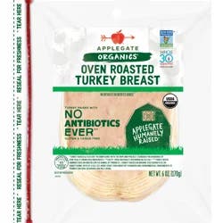 Applegate Organics Oven Roasted Turkey Breast Sliced, 6oz