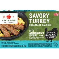 Applegate Naturals Savory Turkey Breakfast Sausage Links, 7oz (Frozen)