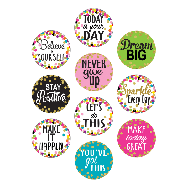 slide 1 of 1, Teacher Created Resources Decorative Accents, 6'', Confetti Positive Sayings, Pack Of 30 Accents, 30 ct