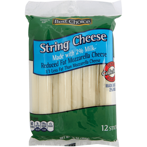 slide 1 of 1, Best Choice Reduced Fat Mozzarella String Cheese, 12 ct; 10 oz