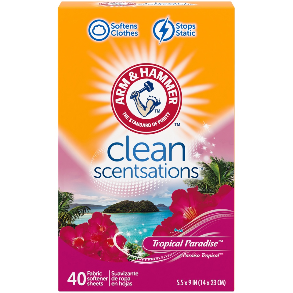 slide 3 of 4, Arm & Hammer Fabric Softener Sheets, 40 sheets, Tropical Paradise, 40 ct